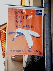 Plakataktion Wahlkampf für den Fairen Handel